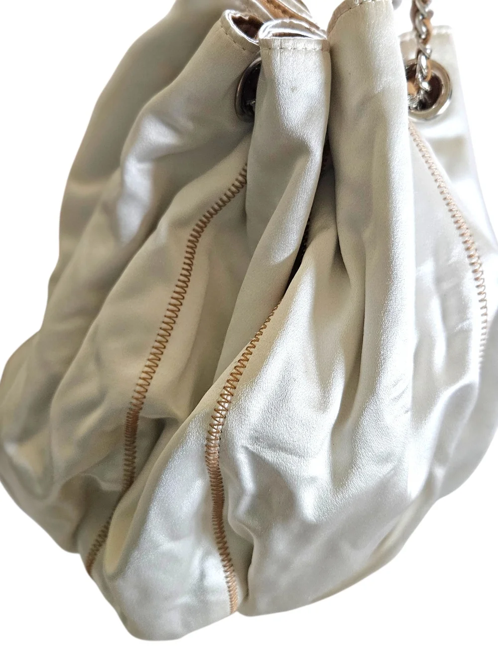 Chanel Reversible Sac Cordon Tan Leather Fringe Drawstring Chain Shoulder Bag